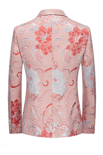 Light Pink Jacquard 2 Piece Notched Lapel  Men's Formal Suits